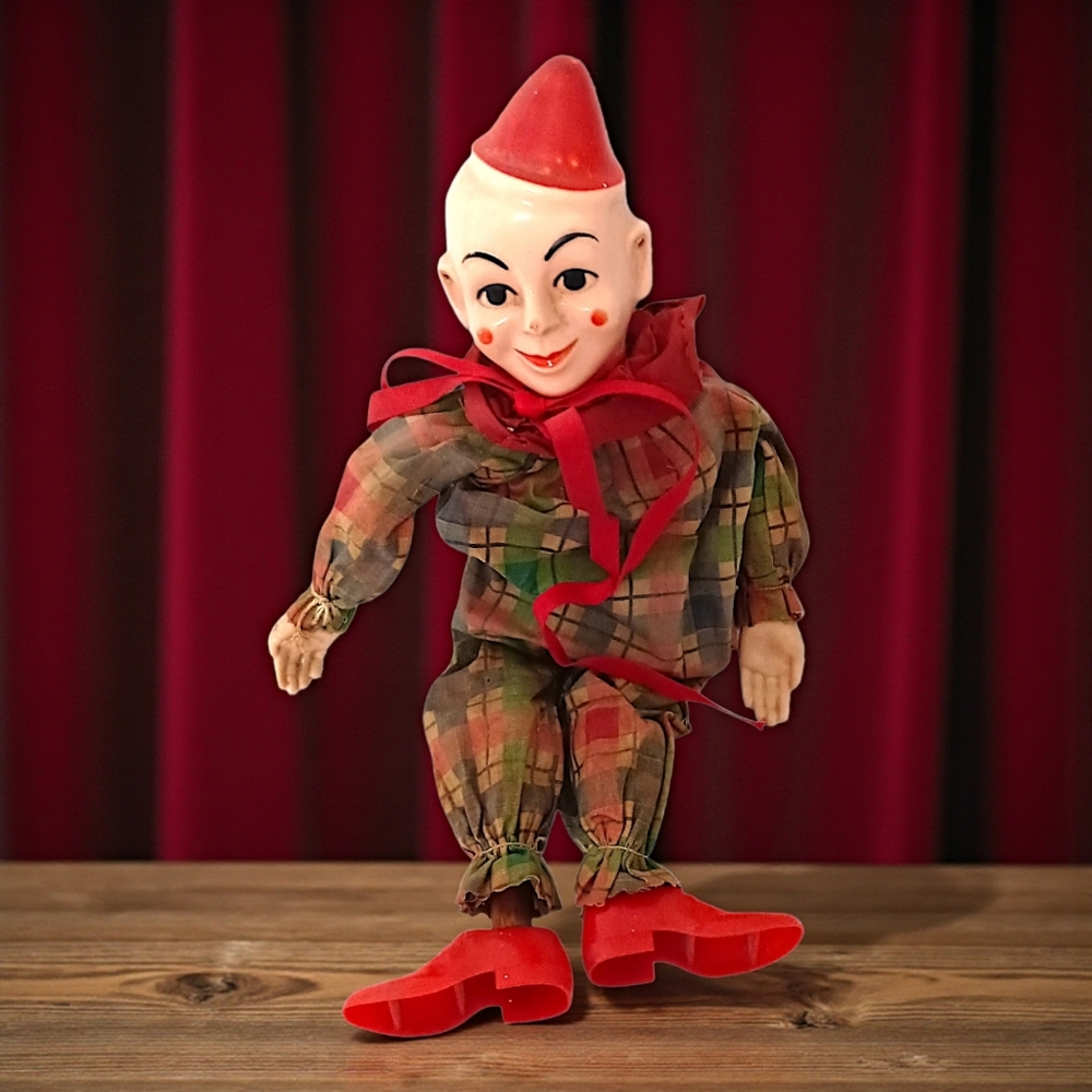 Hazzelles Bimbo The Clown Marionette Puppet BODY ONLY Composite Head 802 Vintage - Picture 14 of 16